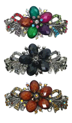Vista 14 de Paquete de docenas de pasadores grandes jcgy con cristales brillantes, pinzas para el cabello gruesas, 1 unidad de 12 colores, 0052-D