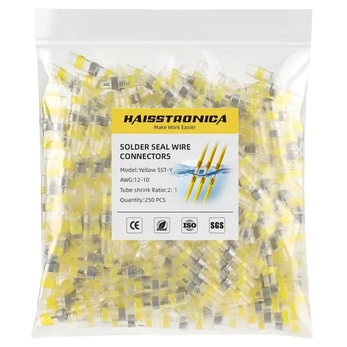Vista 21 de haisstronica 50 conectores de alambre con sello de soldadura, impermeables, termorretráctiles, terminales para embarcaciones, electricidad