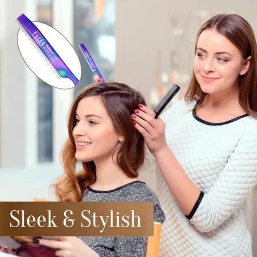 Vista 3 de Facón - Navajas para cortar el cabello - Juego profesional de navajas para peinado con 11 cuchillas de repuesto, herramienta de corte de cabello