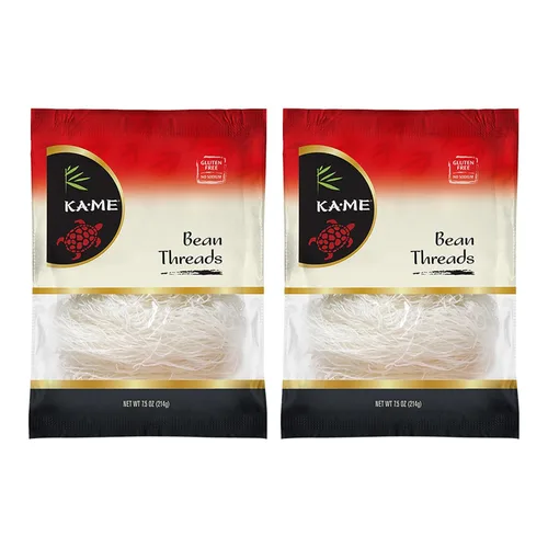 Vista 9 de KA-ME Bean Threads - Fideos de vidrio cantonés sin gluten - Fideos de celofán de frijol mungo - Para salteados, sopas asiáticas y platos chinos