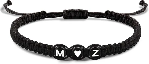 Vista 152 de Pulseras con iniciales para mujeres y hombres, regalos para novia, novio, pulseras de letras "I Love You", regalos para ella, él, mejor amigo