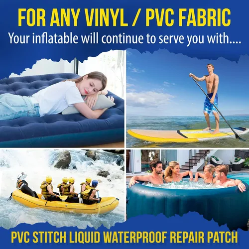 Vista 7 de PVC Stitch Parche líquido + cordón Parche impermeable líquido superior para: inflables de PVC y vinilo, barcos, balsas, kayaks, lanchas de remo