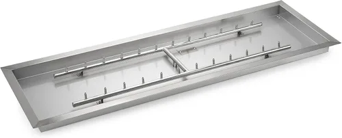 Vista 9 de Stanbroil Bandeja Quemador de Chorro Rectangular Mejorada para Hoguera de 24" x 8", Acero Inoxidable 304 Gas Natural y Propano para Hoguera