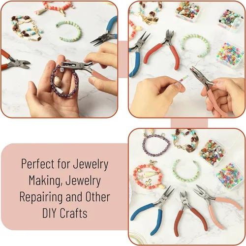 Vista 5 de Mr. Pen - Kit de fabricación de joyas, 3 alicates, mini cortadores de alambre, alicates de punta y alicates para manualidades para aretes y joyas