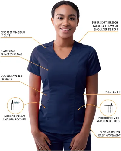 Vista 3 de Adar Pro - Conjunto médico moderno para mujer - Camiseta médica moderna con cuello en V y pantalón médico, pantalón de yoga