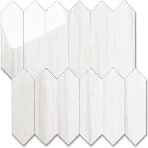 Vista 8 de Vamos Tile 1 hoja de azulejos brillantes con veta de mármol de madera para protector contra salpicaduras, despegar y pegar, azulejos de pared