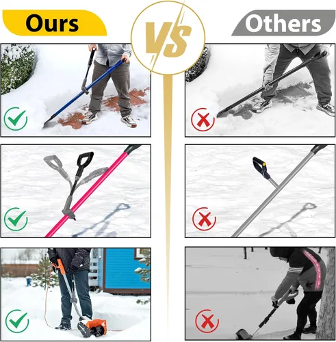 Vista 4 de Mango universal para pala de nieve, accesorio de mango protector de espalda para pala de nieve, extensión de mango ergonómico de elasticidad, ajuste