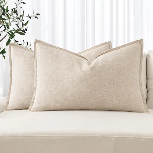 Vista 32 de MIULEE - Juego de 2 fundas de almohada decorativas de lino, estilo bohemio, rústico, neutral, para sofá, cama, 16 x 16 pulgadas, color marrón