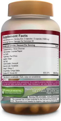 Vista 2 de Betel Natural Circulamax Cápsulas de apoyo natural para una circulación más saludable - 90 cápsulas