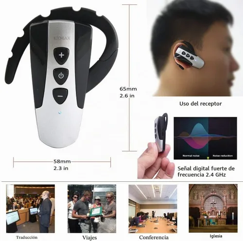 Vista 4 de EXMAX Sistema inalámbrico de guía turístico de audio 2.4G, micrófono susurro, transmisión de voz, traductor de iglesia, dispositivo de intérprete