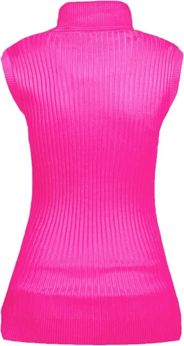 Vista 2 de v28 - Suéter elástico y tejido, con cuello alto y sin mangas para mujer