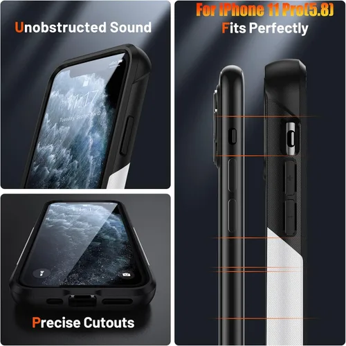 Vista 6 de Funda resistente para Apple iPhone 11 Pro de 5.8 pulgadas, 4 esquinas con bolsas de aire [protección contra caídas de 12 pies], agarre texturizado