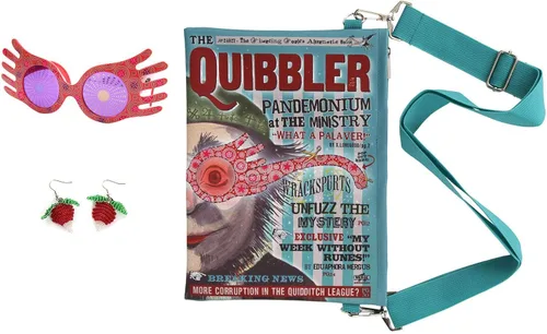 Vista 3 de Luna Lovegood Accessory Costume Kit - Quibbler Pouch, Spectrespecs Glasses, and Earrings