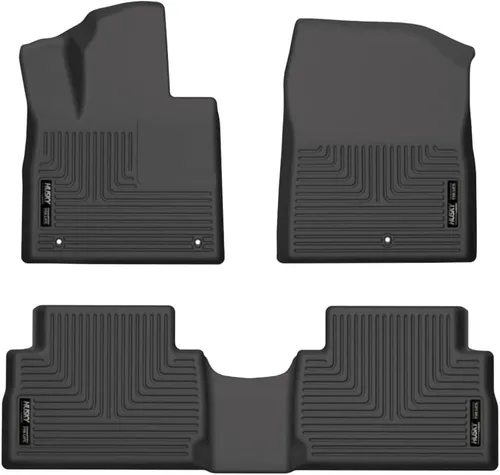 Vista 9 de Husky Liners Weatherbeater Alfombrillas de piso Compatible con Hyundai Santa Fe 2013-2018; Hyundai Santa Fe XL 2019 2da fila, 1 pieza negro