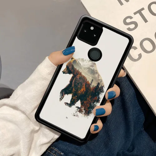 Vista 7 de Funda compatible con Google Pixel 5A 5G, diseño de oso de bosque de otoño, diseño increíble a prueba de golpes, antiarañazos, carcasa trasera