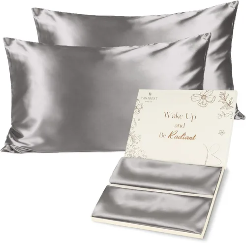 Vista 20 de Yanibest Funda de almohada de satén, fundas de almohada de seda para cabello y piel con cremallera, juego de 2 fundas de almohada estándar para 20 x
