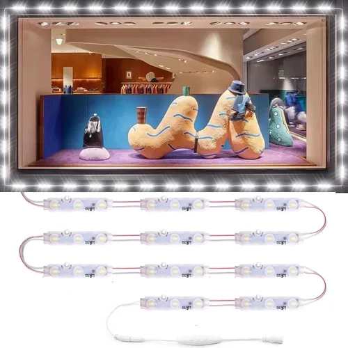 Vista 13 de EAGWELL Luces para escaparates mejoradas de 40 pies, 80 piezas, luces LED para ventana de tienda, color blanco cálido, 4 juegos de luces LED 5054