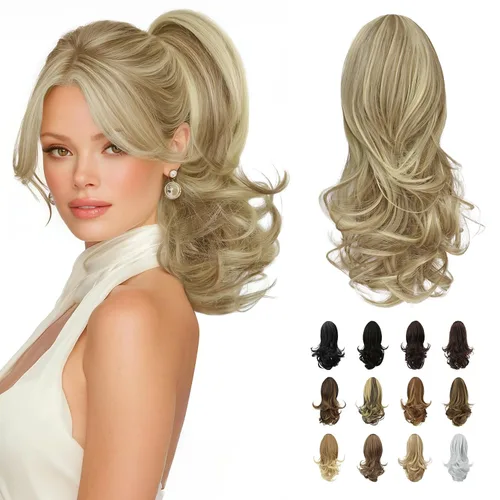 Vista 54 de SOFEIYAN Extensión de Cola de Caballo de 13" Larga y Rizada con Clip en Garra, Extensión de Cabello Sintético de Aspecto Natural para Mujeres
