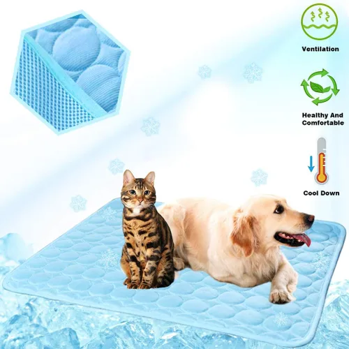 Vista 8 de Tapete refrescante para perros, lavable, de seda helada, para perros, parte inferior impermeable, almohadilla para dormir de verano, manta