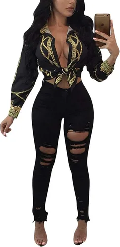 Vista 2 de Aro Lora Blusas de manga larga con cuello y botones para mujer