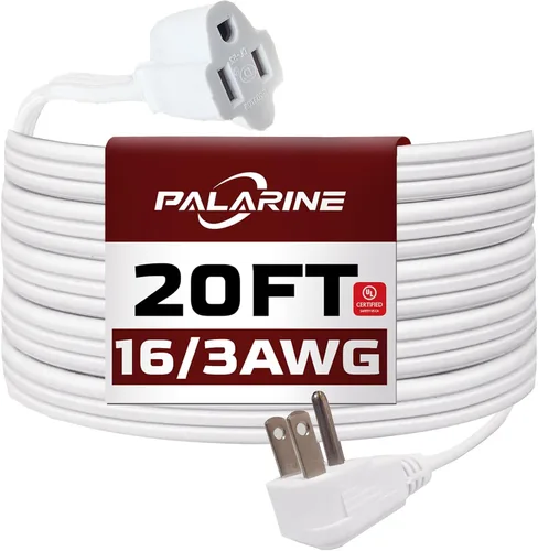 Vista 14 de Cable de extensión de enchufe plano negro de 3 pies, cable de alimentación resistente calibre 16