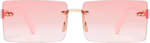 Vista 2 de Przene Lentes de sol sin montura para mujeres y hombres, vintage, rectangulares, sin marco, protección UV, para mujeres y hombres, para mujeres