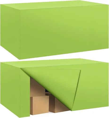 Vista 57 de Paquete de 2 manteles ajustados para mesa rectangular de 4 pies, 48 x 24 pulgadas, cubiertas de mesa verde manzana, tela de poliéster resistente al