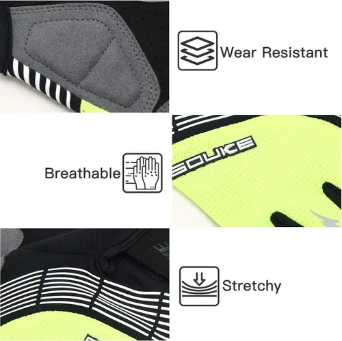 Vista 4 de Souke Sports Guantes de ciclismo Guantes acolchados de medio dedo para bicicleta con absorción de golpes, antideslizantes, transpirables, MTB