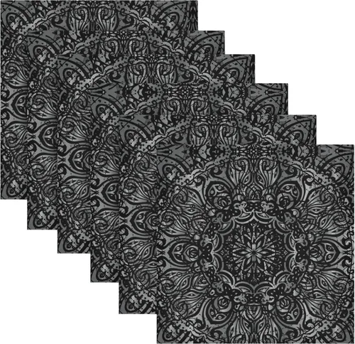 Vista 8 de ALAZA Juego de 6 servilletas de tela de crisantemo blancas sobre rojo, servilletas de mesa reutilizables, tela de poliéster lavable para cóctel