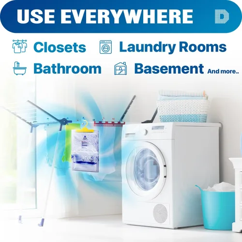 Vista 4 de Dry & Dry Paquete de 4 absorbentes de humedad prémium para el hogar, sótano y dormitorio, deshumidificadores pequeños
