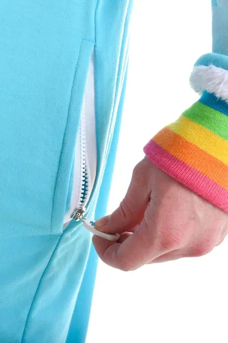Vista 5 de Tipsy Elves Mono de disfraz - Disfraz de unicornio con capucha para hombre con cola de arcoíris