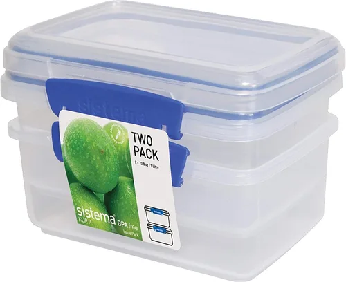 Vista 11 de Sistema KLIP IT Rectangular Collection Recipiente de almacenamiento de alimentos, 33.8 onzas/1.0 L, transparente/azul, 3