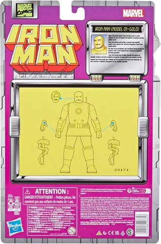 Vista 8 de Marvel Legends Series Iron Man (Modelo 01 - Oro), Figura de acción coleccionable de Iron Man Comics de 6 pulgadas, tarjeta de ampolla de inspiración