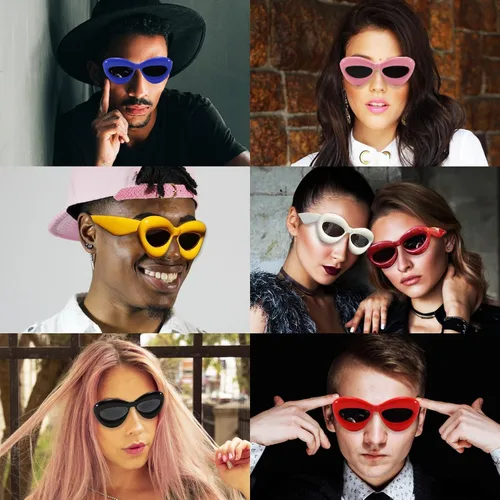 Vista 2 de Gafas de sol infladas de gran tamaño, montura gruesa, gafas de sol para mujeres y hombres, accesorios de disfraz futurista de moda Y2K