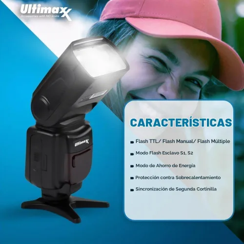 Vista 3 de Ultimaxx Flash TTL profesional con pantalla LCD y fundas para Canon EOS 5DS 5DSR 5S Mark IV 5D Mark IV 6D 6D Mark II 7D 77D 90D M5 M50 R RP Rebel