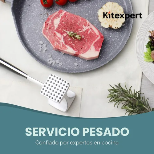 Vista 5 de KITEXPERT Martillo ablandador de carne con mango de agarre cómodo, mazo de doble cara para cocina, resistente para ablandar bistec, carne de res
