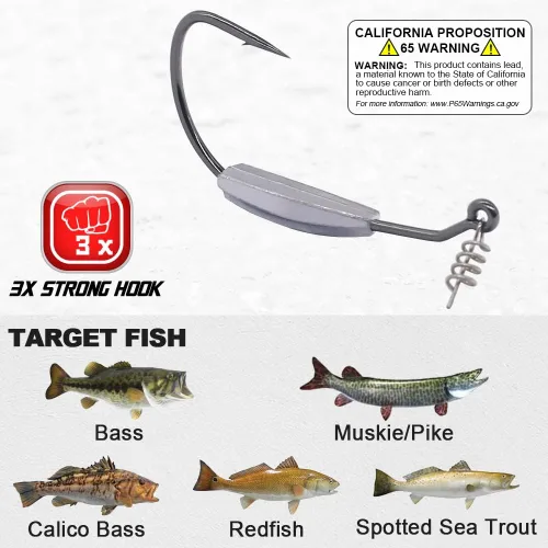 Vista 3 de Pesado-Swimbait-Hooks-Jig-Heads-Ganchos de pesca de gusano de plástico suave 3/0 4/0 5/0 paquete de 6