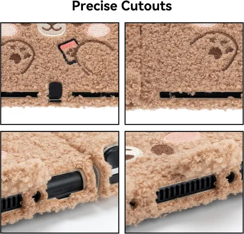 Vista 5 de GeekShare Cute Plush Protective Case Cover Compatible with Nintendo Switch OLED Console and Joy Con - Shock-Absorption and Anti-Scratch Skin Case