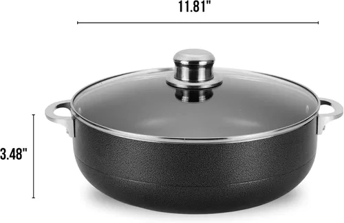 Vista 10 de Alpine Cuisine Olla de aluminio antiadherente de 7 cuartos de galón con tapa de vidrio y mango remachado, utensilios de cocina resistentes