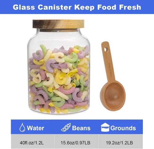 Vista 4 de Recipiente de café al vacío de vidrio para almacenamiento de alimentos con tapas herméticas, recipiente de café de vidrio de borosilicato
