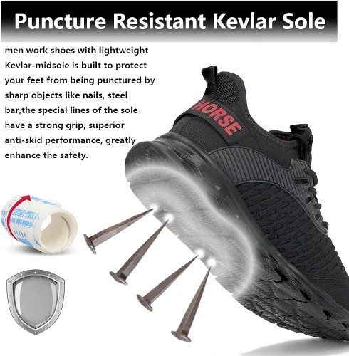 Vista 5 de Steel Toe Shoes for Men Women Safety Work Shoes Comfortable Steel Toe Sneakers Puncture Proof Slip on Safety Shoes for Industrial,Coustruction