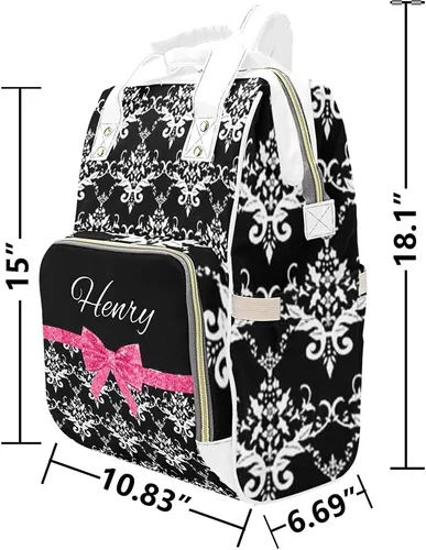 Vista 6 de Mochila de pañales de cebra verde con nombre para hombres y mujeres personalizada de enfermería bolsas de bebé hombro bolsa de viaje mochila
