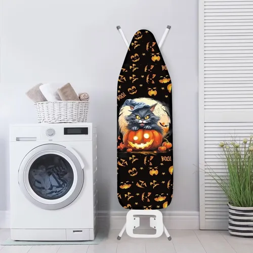 Vista 4 de UNICEU Funda de tabla de planchar elástica de 13 x 52 pulgadas con bordes elásticos, cubierta de tabla de hierro resistente a la quema de Halloween
