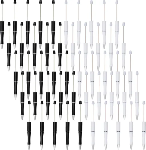 Vista 11 de jiebor 50 bolígrafos de cuentas de plástico negros con tinta negra de bola DIY lindos y geniales para bricolaje, regalo de boda, graduación