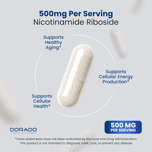 Vista 4 de Ribosida de nicotinamida de 500 mg (30 unidades) Suplemento NAD - Suplemento NR para mujeres y hombres para apoyar los niveles de NAD+ - NAD Booster