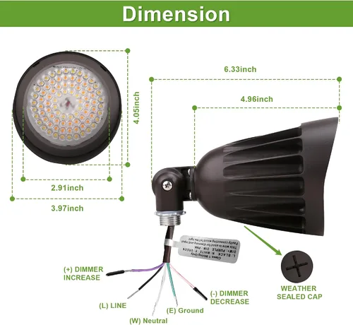 Vista 6 de Luz de inundación del proyector de la bala de 25W LED, 3500LM, 3CCT 1-Paquete