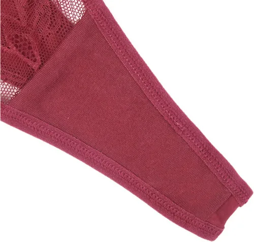 Vista 5 de Tangas G String para mujer, ropa interior de encaje floral, tangas de cintura media, bragas