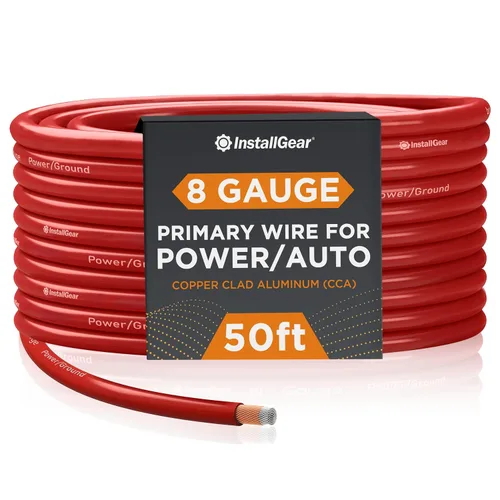 Vista 25 de InstallGear Cable de tierra de cobre calibre 1/0 (50 pies) de aluminio recubierto de cobre CAA - Cable automotriz primario, potencia
