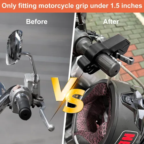 Vista 3 de Bloqueo de motocicleta - Cerradura antirrobo para casco y manillar, color negro resistente