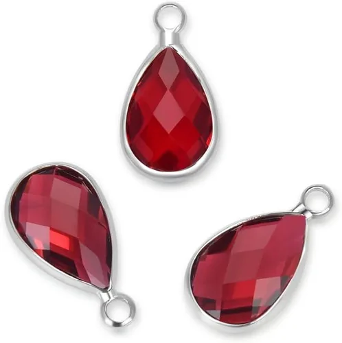 Vista 17 de Adabele Colgante de piedra natal de grado A, gota de 0.433 in, 0.551 in y 0.630 in, chapado en plata de ley para aretes personalizados, pulseras